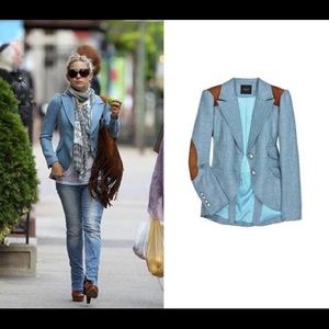 Smythe - Equestrian Blazer in Blue with Tan